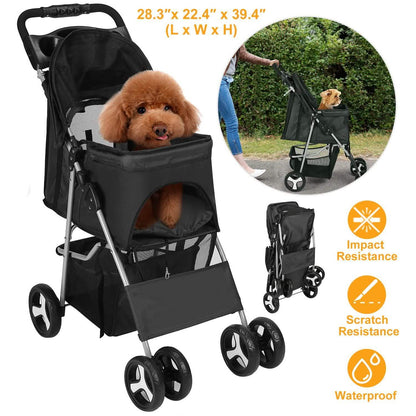 4 Wheels Pet Foldable Stroller
