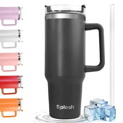 40 Oz Insulated Coffee Tumbler with Handle and Straw