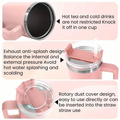 40 Oz Insulated Coffee Tumbler with Handle and Straw