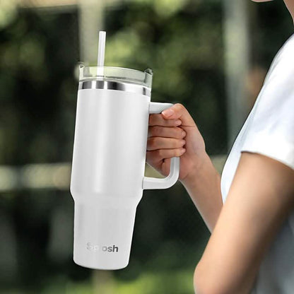 40 Oz Insulated Coffee Tumbler with Handle and Straw