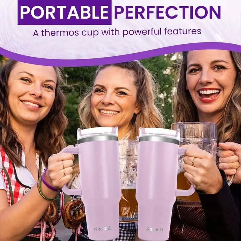 40 Oz Insulated Coffee Tumbler with Handle and Straw