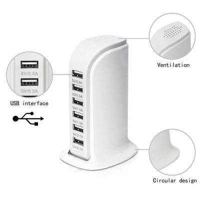40-Watt 6-Port USB Charging Station for Smart Phones and Tablets