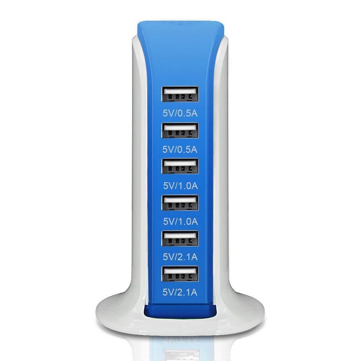 40-Watt 6-Port USB Charging Station for Smart Phones and Tablets
