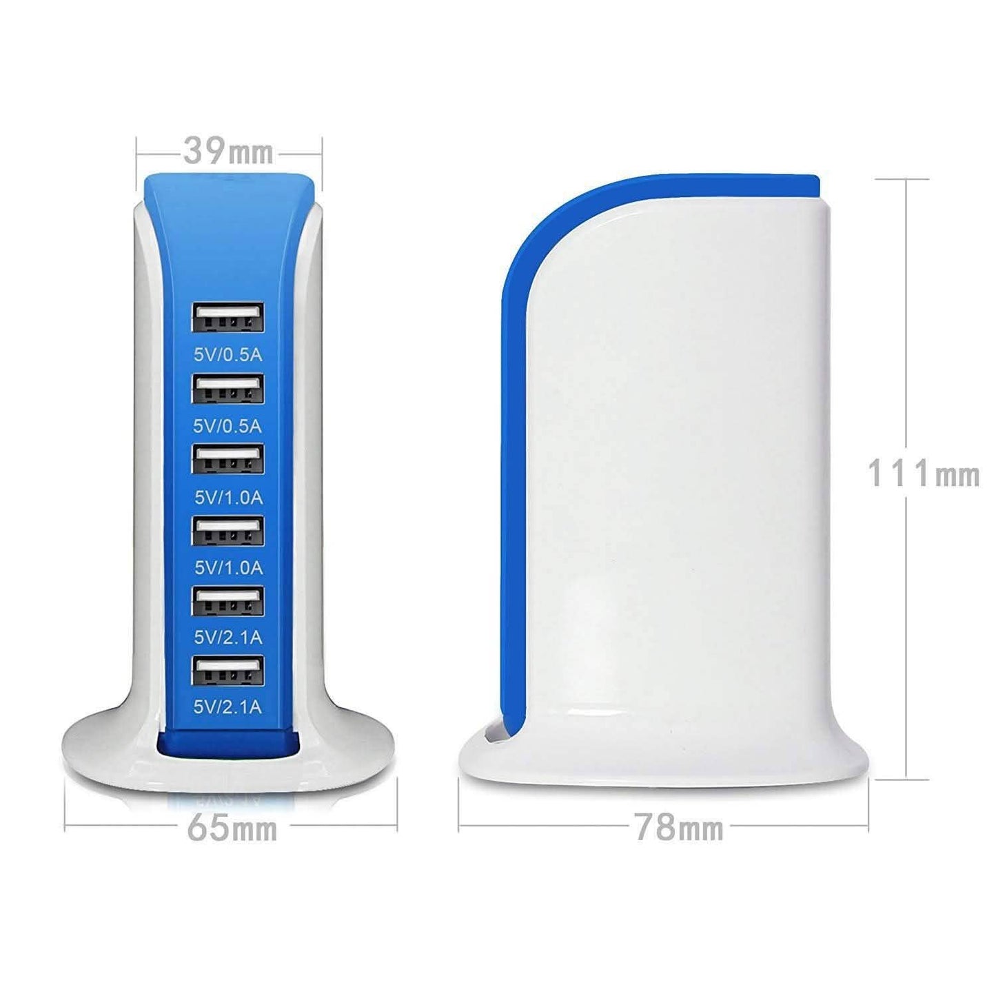40-Watt 6-Port USB Charging Station for Smart Phones and Tablets