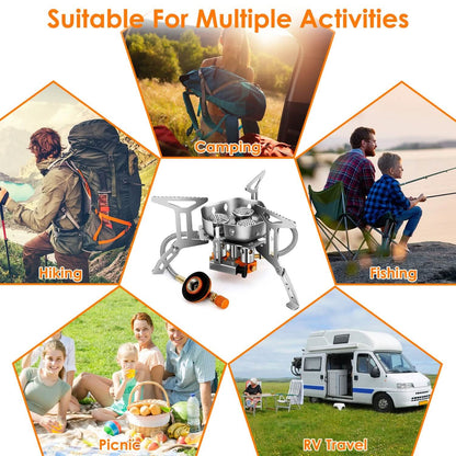 4000W Portable Camping Stove Foldable Powerful Gas Stove Backpacking Burner