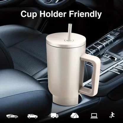 40oz Tumbler with Handle, Lid and Straw Insulated Cup Reusable Stainless Steel