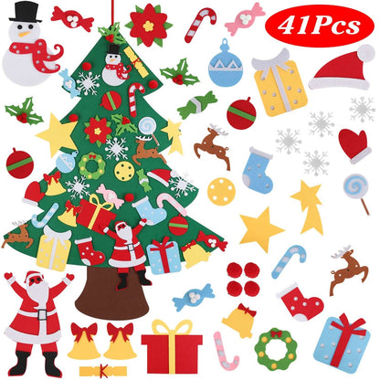 41-Piece: DIY Felt Christmas Tree Detachable Ornaments for Kids