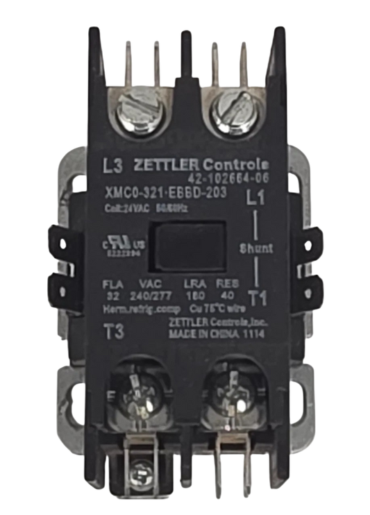 ZETTLER Controls Contactor 42-102664-06 25; FLA 35 RES 240 VAC 24 V