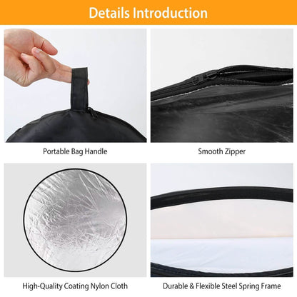 42.5" 5 In 1 Photography Round Light Collapsible Reflector