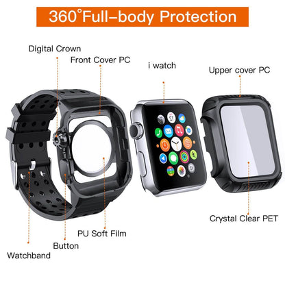 44 MM Full Cover Clear Case Screen Protector with Bands for Apple iWatch 4 and 5