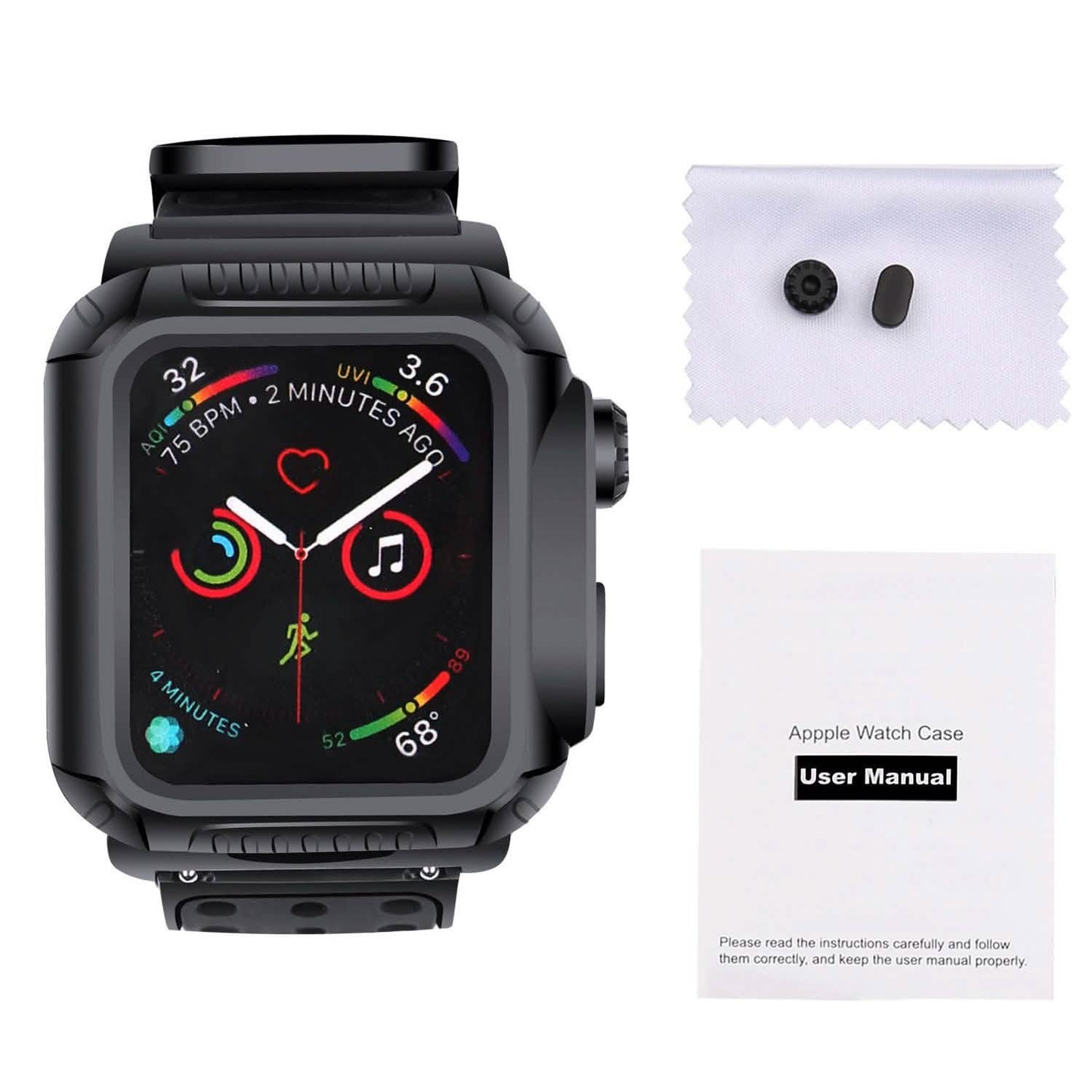 44 MM Full Cover Clear Case Screen Protector with Bands for Apple iWatch 4 and 5