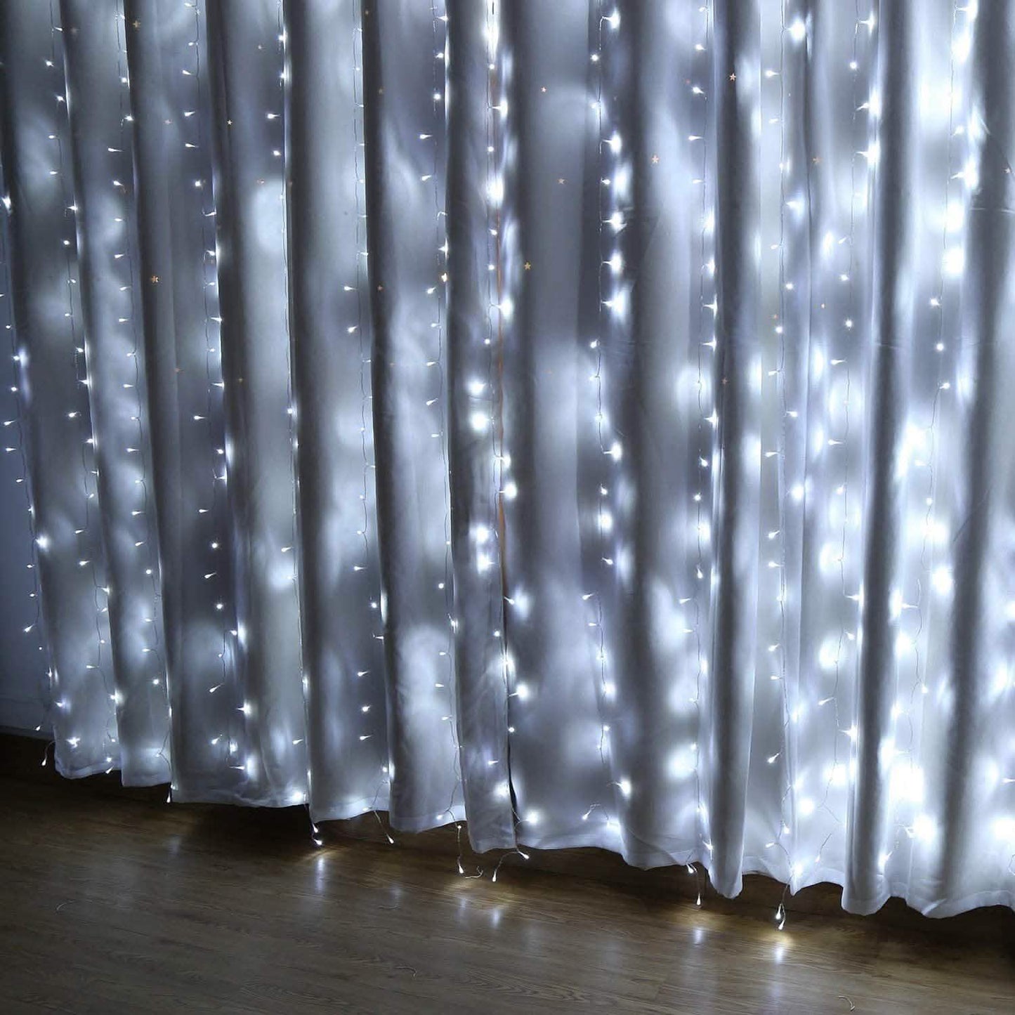 448 LED 6.6 x 19.6 Ft. LED Curtain Lights with 8 Light Modes and Memory Function
