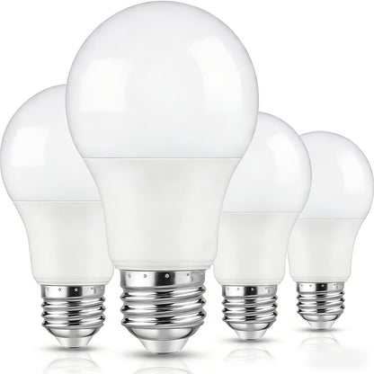 4-Pack A19 LED Light Bulbs, 60W Equivalent, Soft White or Cool Daylight, E26 Base, Non-Dimmable