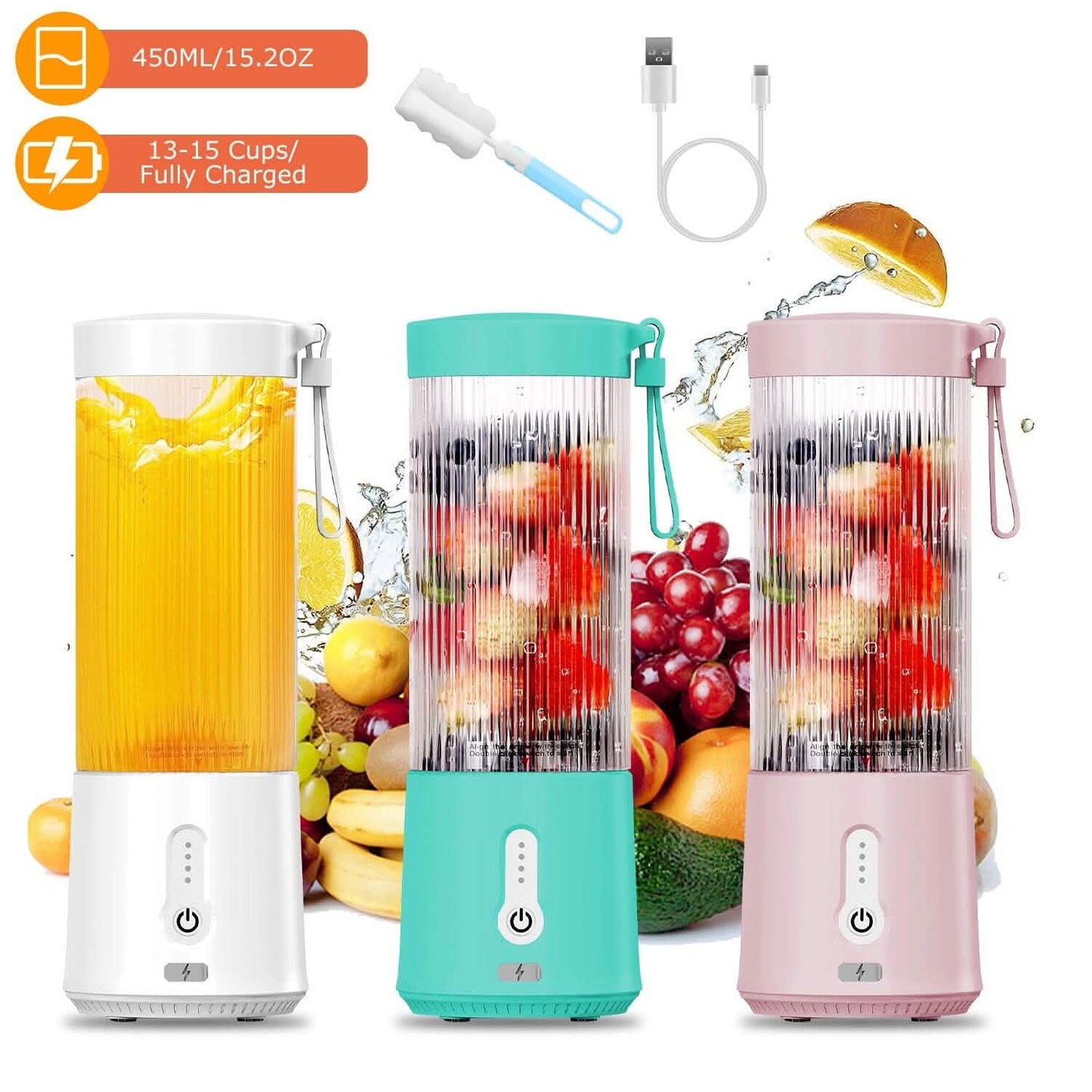 450ml Rechargeable Fruit Blender with 6 Blades
