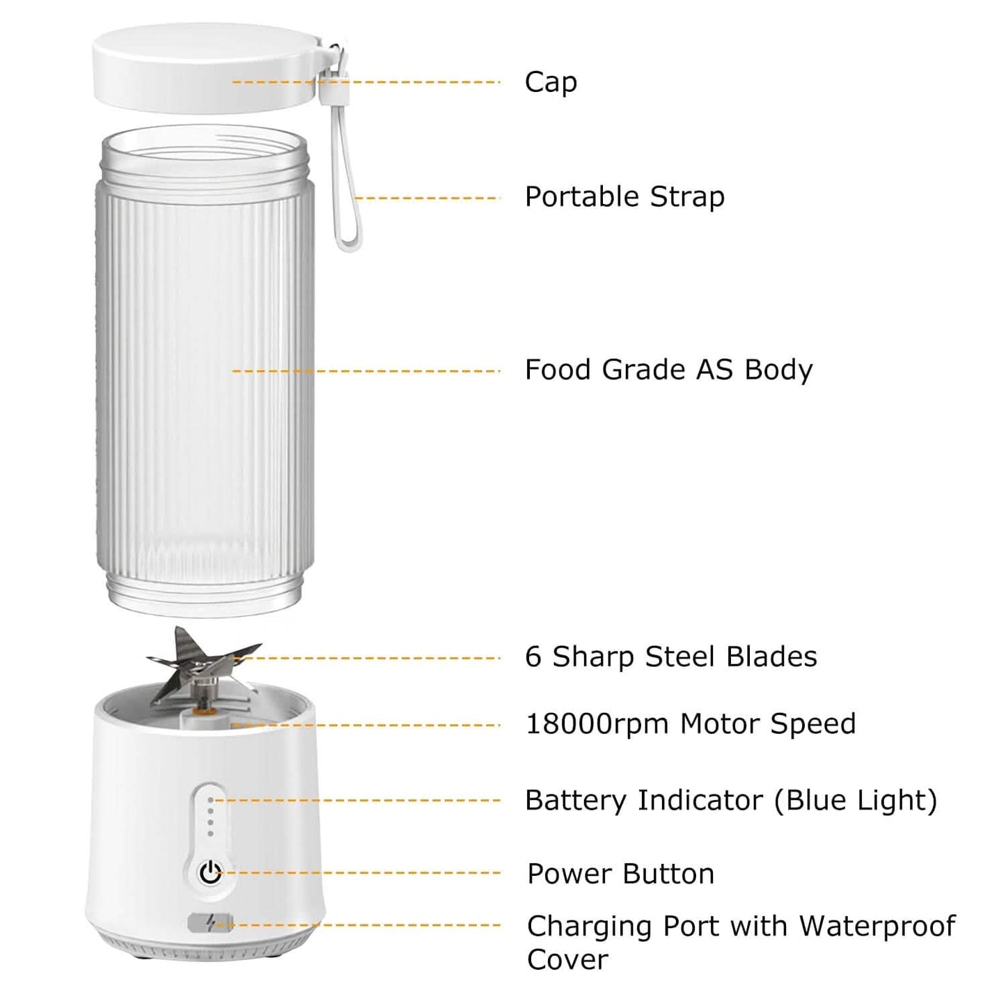 450ml Rechargeable Fruit Blender with 6 Blades