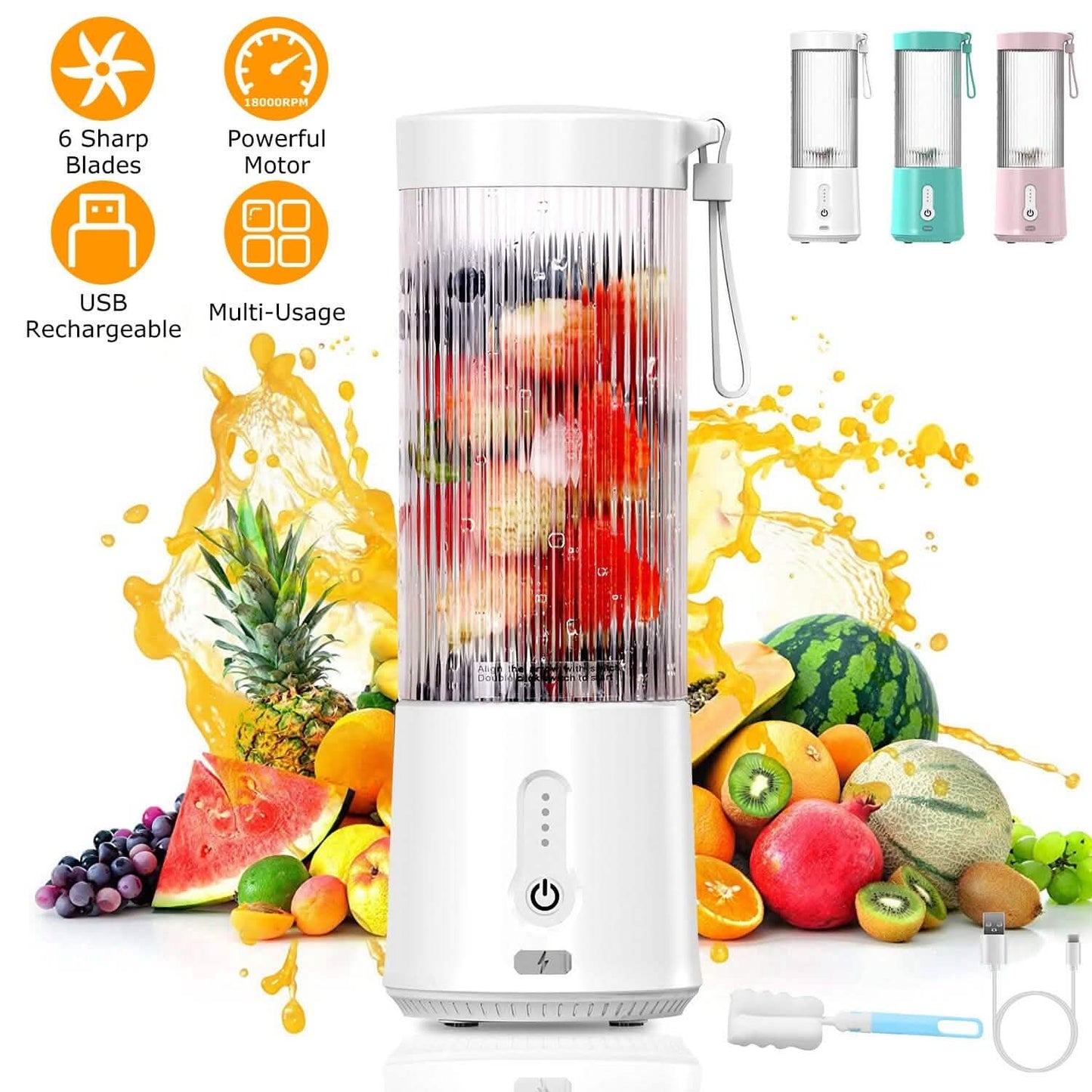 450ml Rechargeable Fruit Blender with 6 Blades