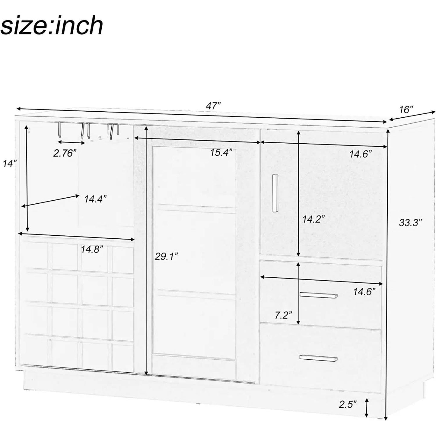 47" Console Dining Table Buffet Sideboard