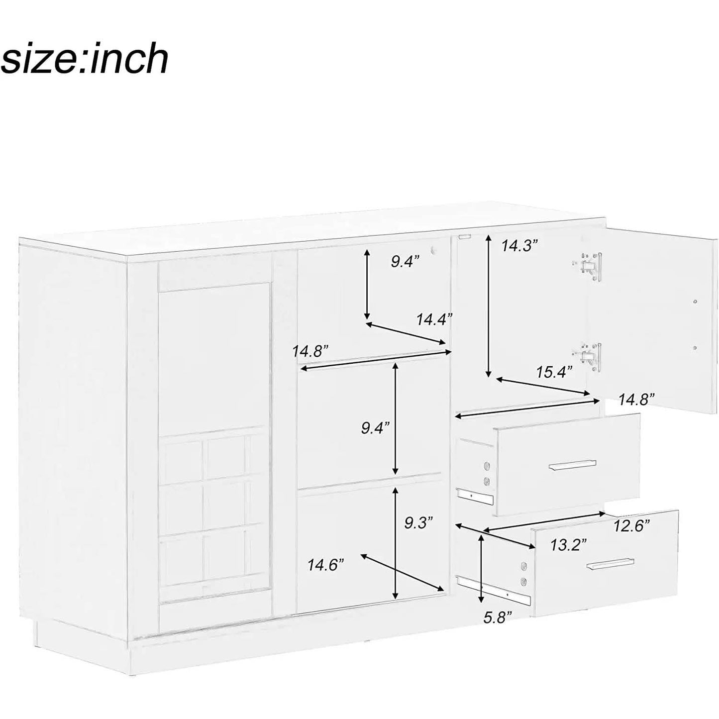 47" Console Dining Table Buffet Sideboard