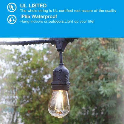 48 Ft. LED String Lights Outdoor Commercial Grade Waterproof Bulbs