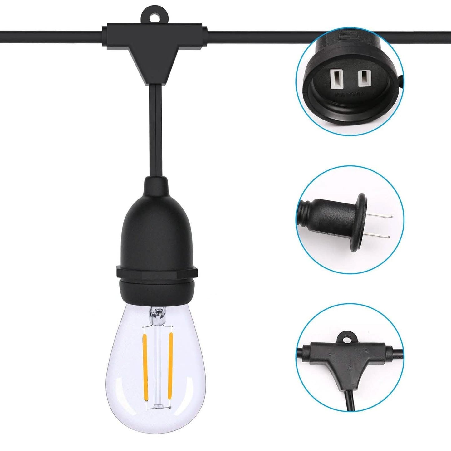 48 Ft. LED String Lights Outdoor Commercial Grade Waterproof Bulbs
