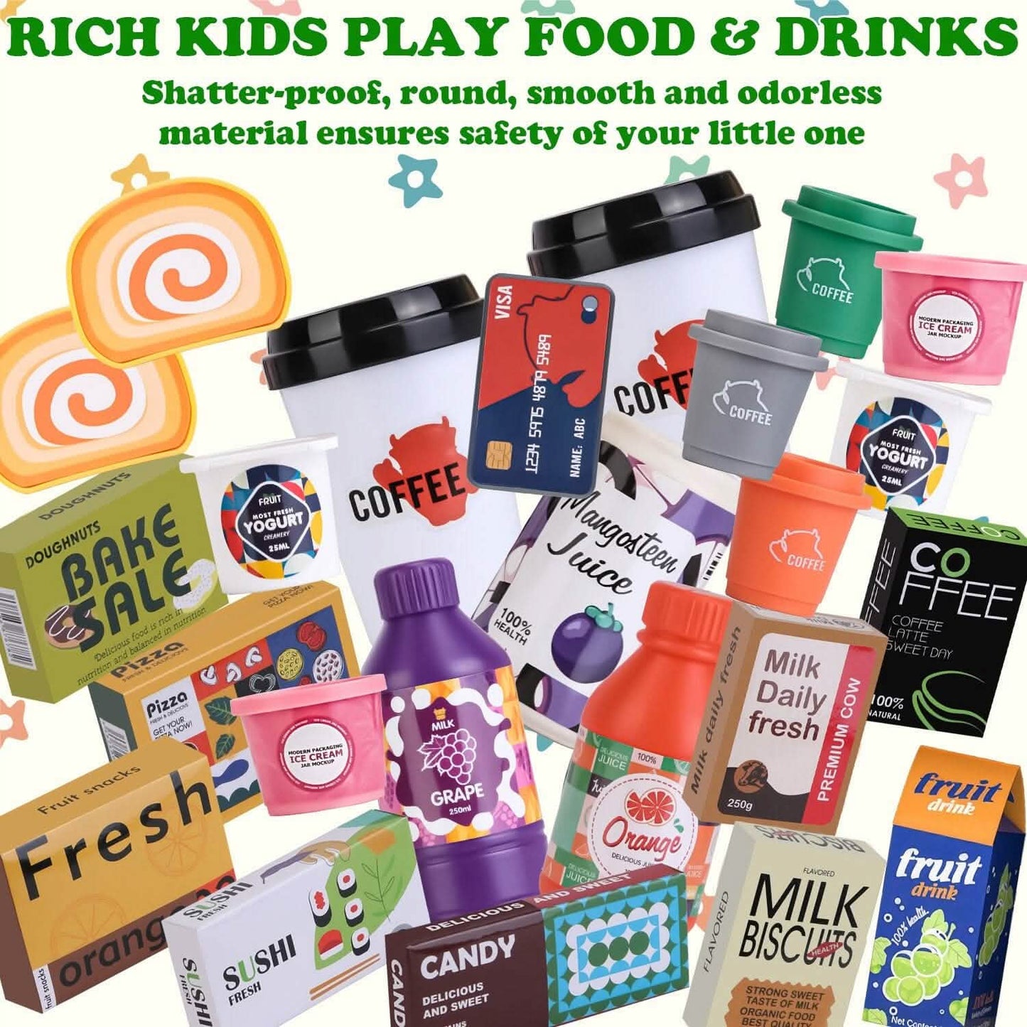 48-Piece: Pretend Cash Register Play Toy Set