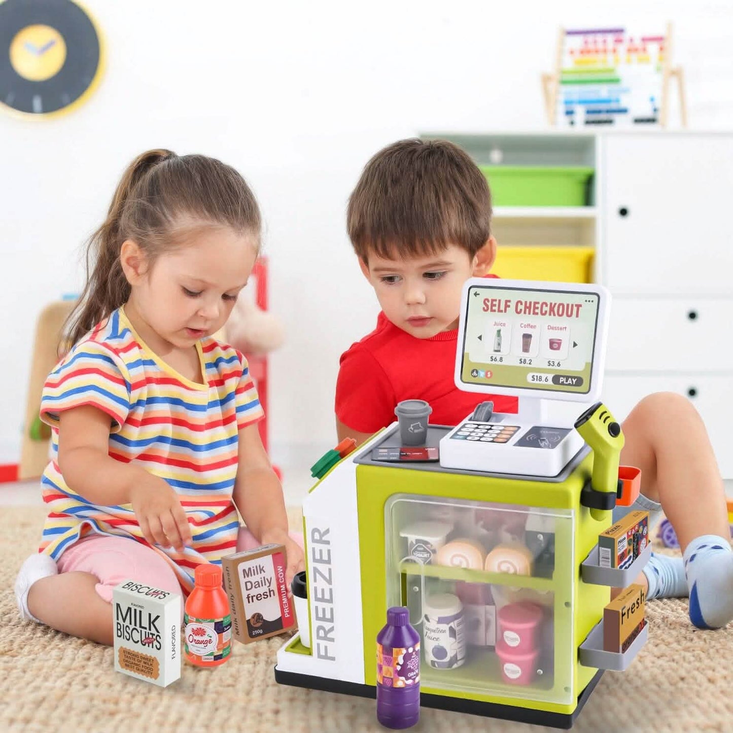 48-Piece: Pretend Cash Register Play Toy Set