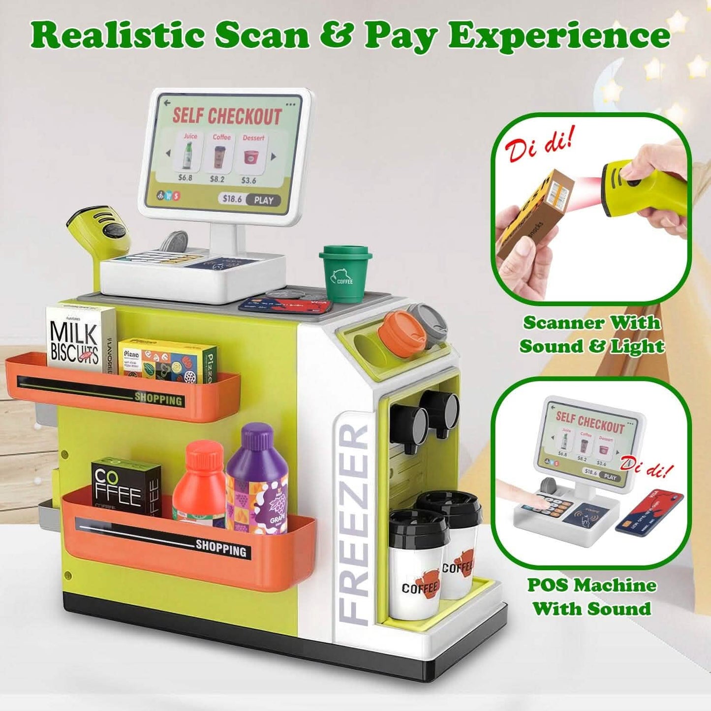 48-Piece: Pretend Cash Register Play Toy Set