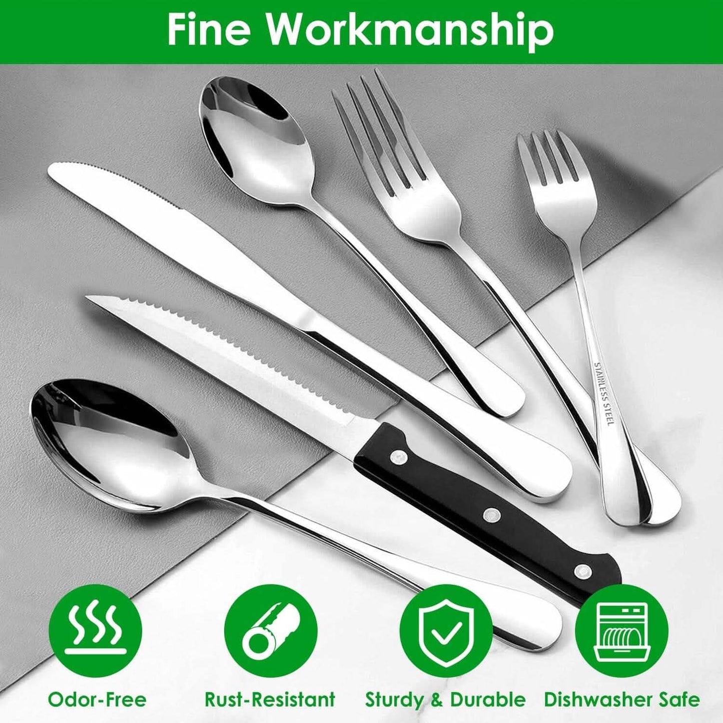 48-Piece: Stainless Steel Silverware Cutlery Set