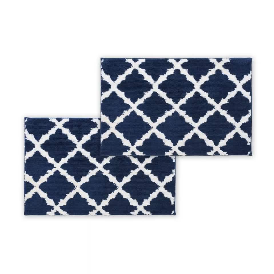 Bibb Home 1-2 Pack Trellis Micro Shag Bath Rugs 17" X 24"