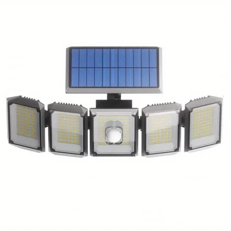 5 Heads Solar 300 LED Light Outdoor Motion Sensor Waterproof Wide-angle Illumination Wall Lamp