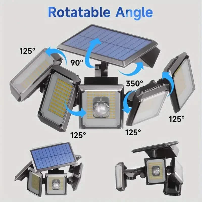 5 Heads Solar 300 LED Light Outdoor Motion Sensor Waterproof Wide-angle Illumination Wall Lamp