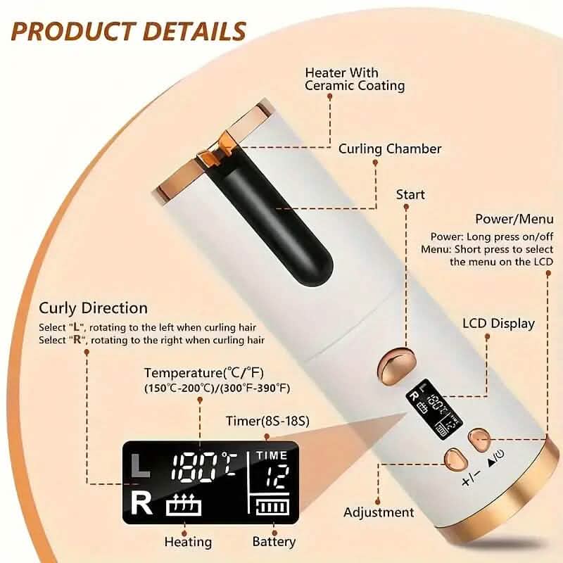 5 Heat Settings Auto-Curler for Luscious Locks