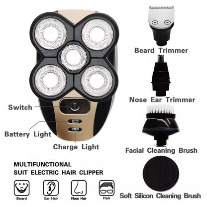 5-in-1 4D Rotary Electric Shaver Beard Trimmer
