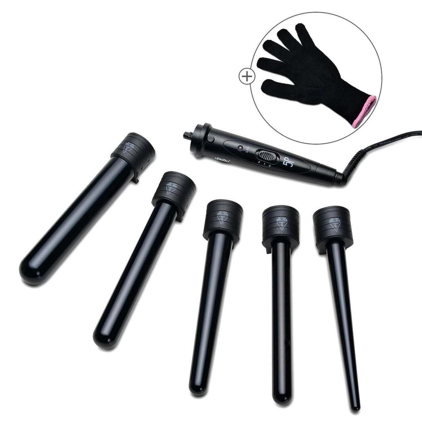5-in-1 Curling Iron Wand Set Hair Curler Set With 5 Interchangeable Barrels Roller