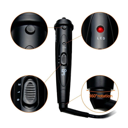 5-in-1 Curling Iron Wand Set Hair Curler Set With 5 Interchangeable Barrels Roller