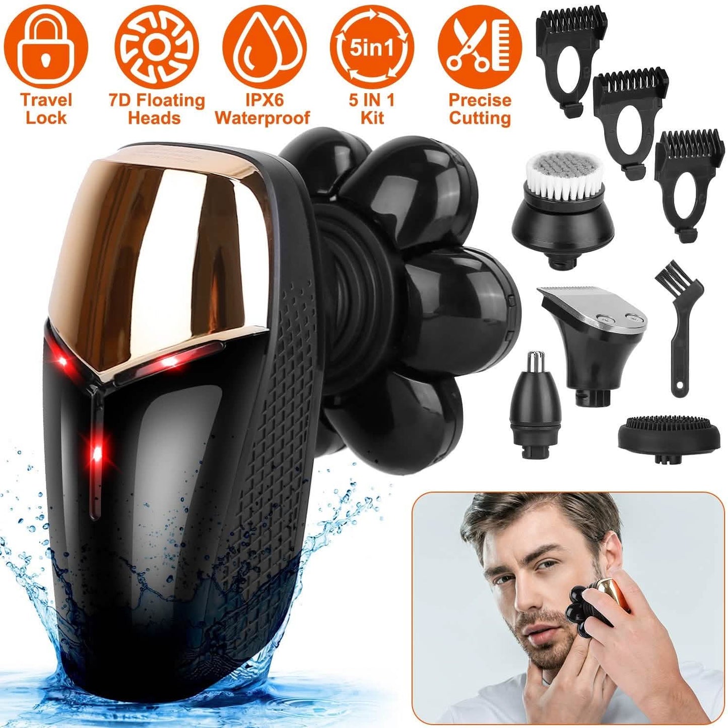 5-in-1 Rechargeable Cordless Trimmer Shaver Kit