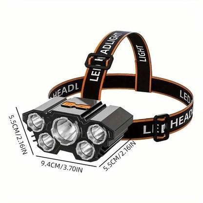 5 LED Headlamp High Lumens Super Bright Outdoor Headlight