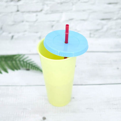 5-Pack: Colorful Drinking Cup with Lid and Straw