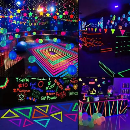 5-Pack:  Fluorescent Light Tape for Party Decorations, Birthdays & Crafts