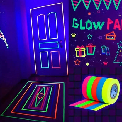 5-Pack:  Fluorescent Light Tape for Party Decorations, Birthdays & Crafts