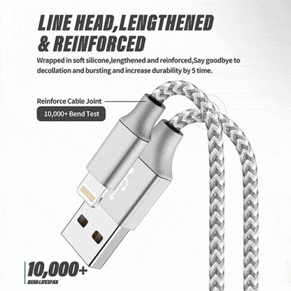 5-Pack: Heavy Duty Braided iPhone Lightning USB Cable Charger Cords