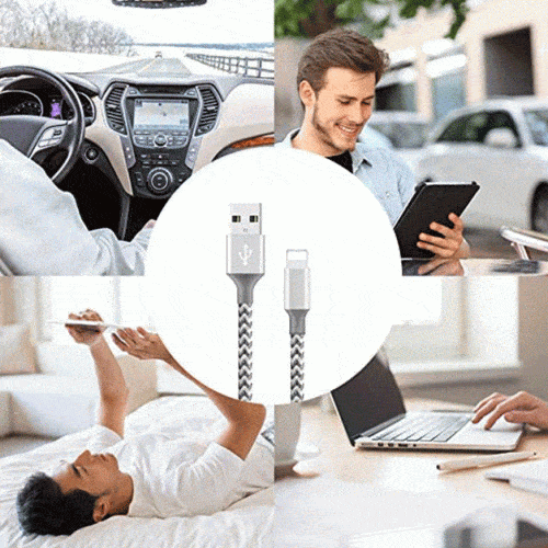 5-Pack: Heavy Duty Braided iPhone Lightning USB Cable Charger Cords