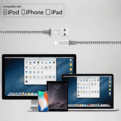 5-Pack: Heavy Duty Braided iPhone Lightning USB Cable Charger Cords