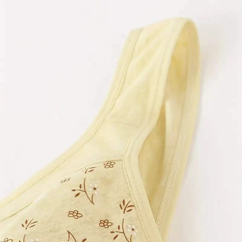 5-Pack: Large Size Soft Women's Printed Front Buckle Underwear, No Steel Ring Bra for Middle-aged and Elderly Women