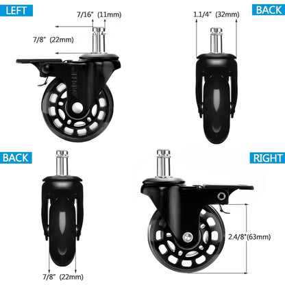 5-Pack: Replacement Office Chair Casters