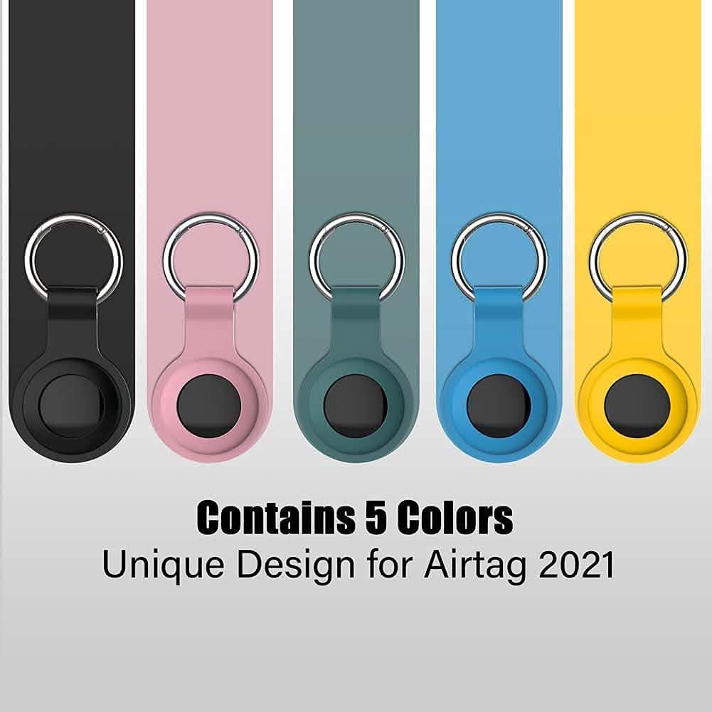 5-Pack: Silicone Airtag Holder with Anti-Lost Keychain