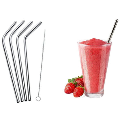 5-Pack: Stainless Steel Bend Or Straight Drinking Straws