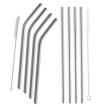5-Pack: Stainless Steel Bend Or Straight Drinking Straws
