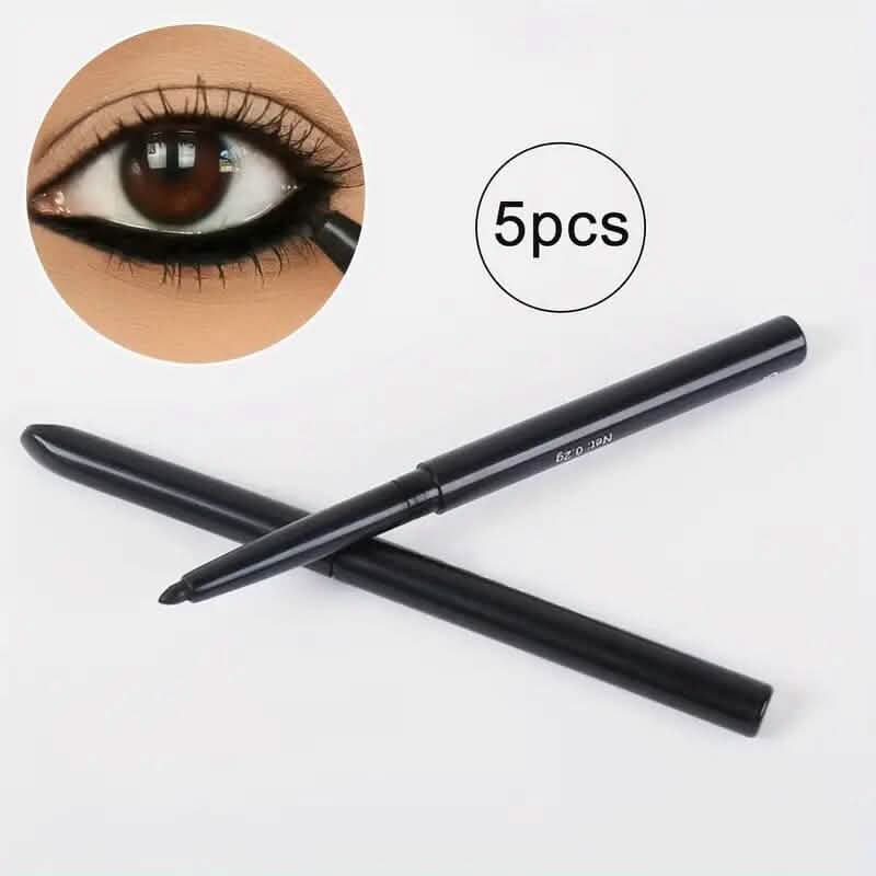 5-Pack: Waterproof and Sweat-Proof Black Eyeliner Pencil