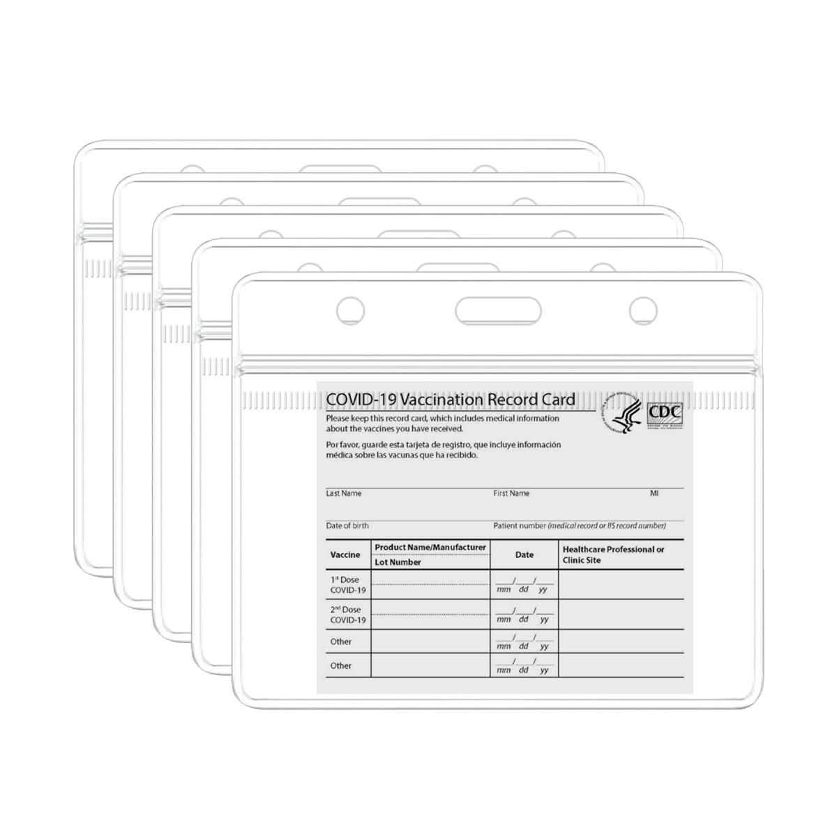 5-Pack: Waterproof Clear Sleeve CDC Vaccination Card Immunization Record Holder
